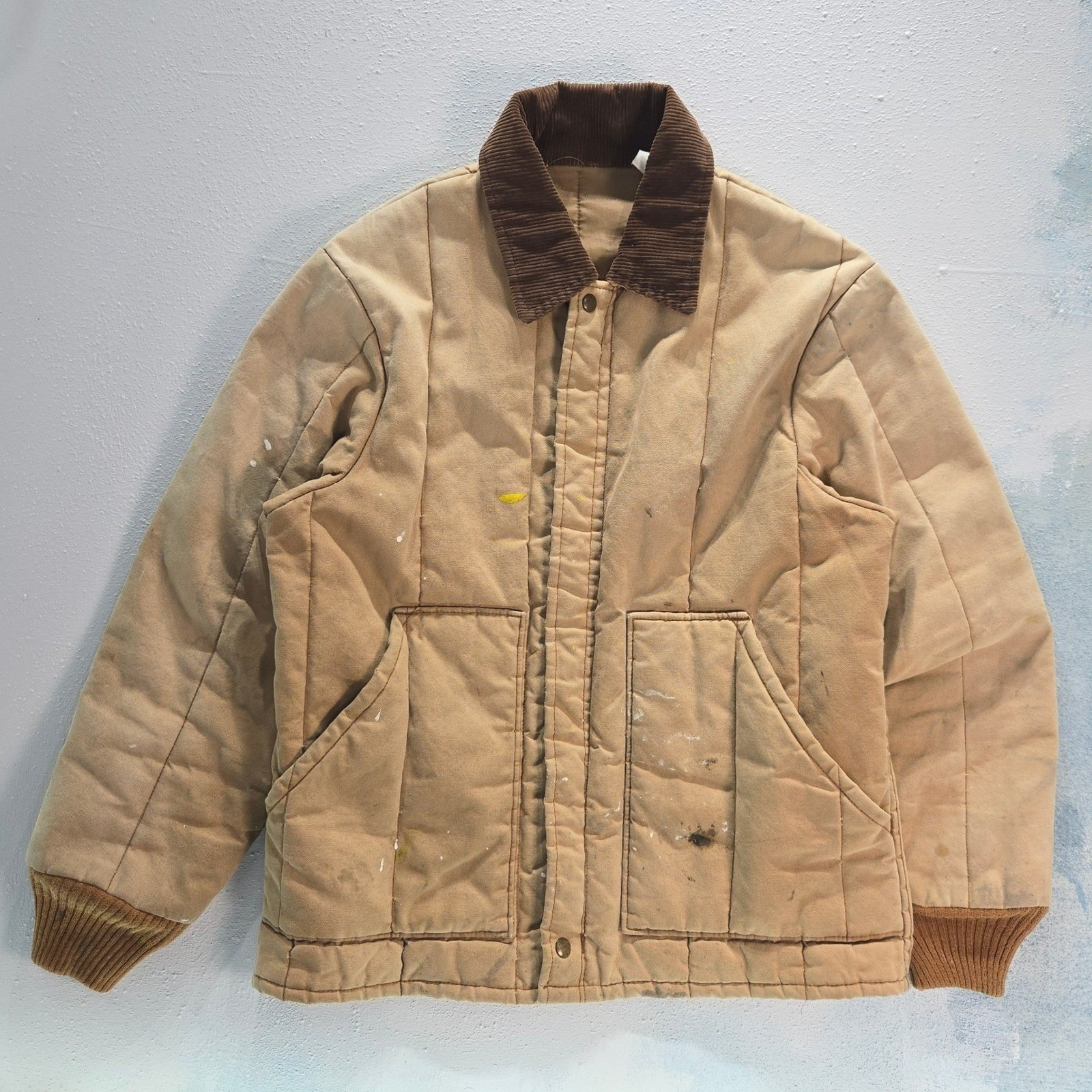 Vtg Walls Xl Canvas Chore Jacket Mens Workwear Corduroy Collar Quilted Barn Coat